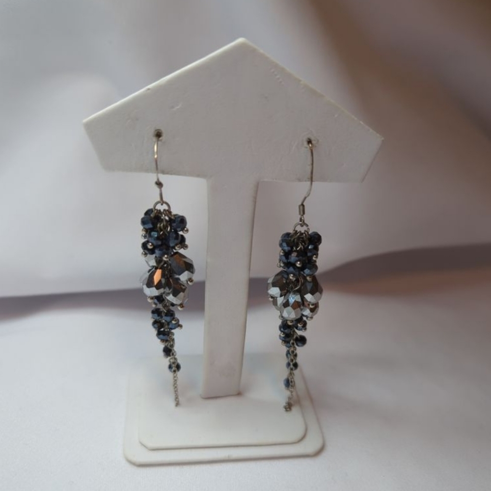 Sterling Silver Glass Beads Dangle Earrings